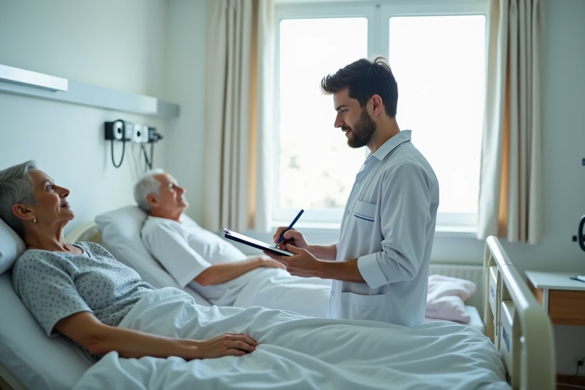 Aide-soignant note les observations près d