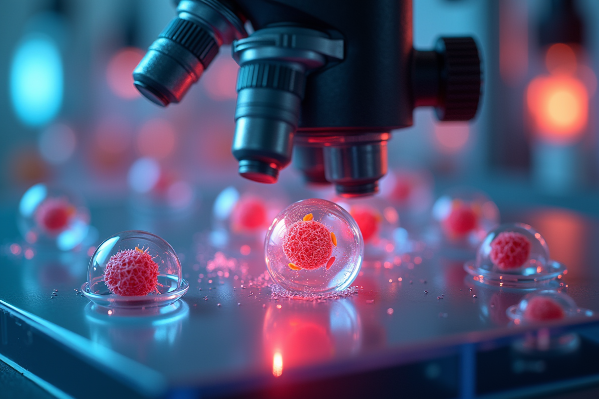 Cellules saines et inflammées sous microscope en laboratoire