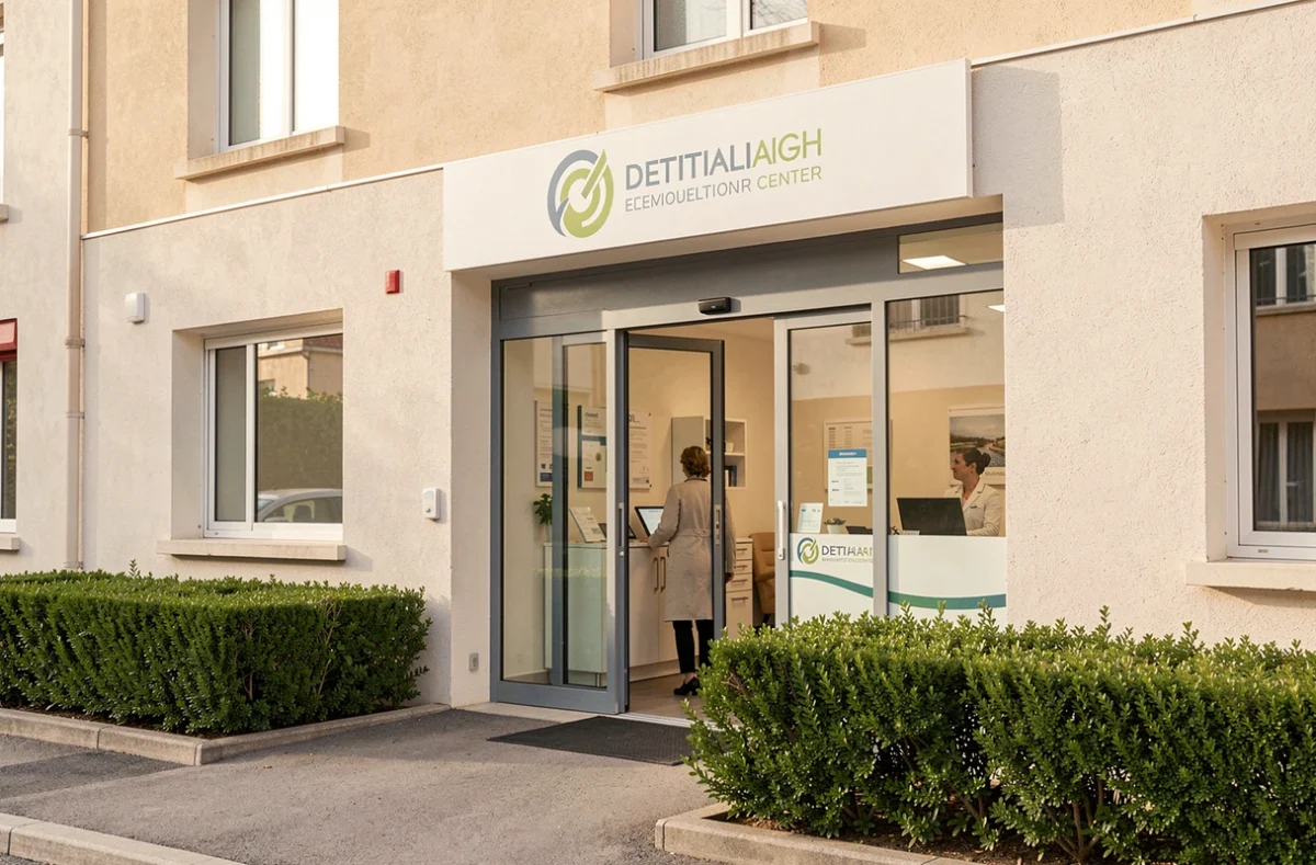 Entrée du Centre Dentaire d'Agen avec façade moderne et signalétique visible