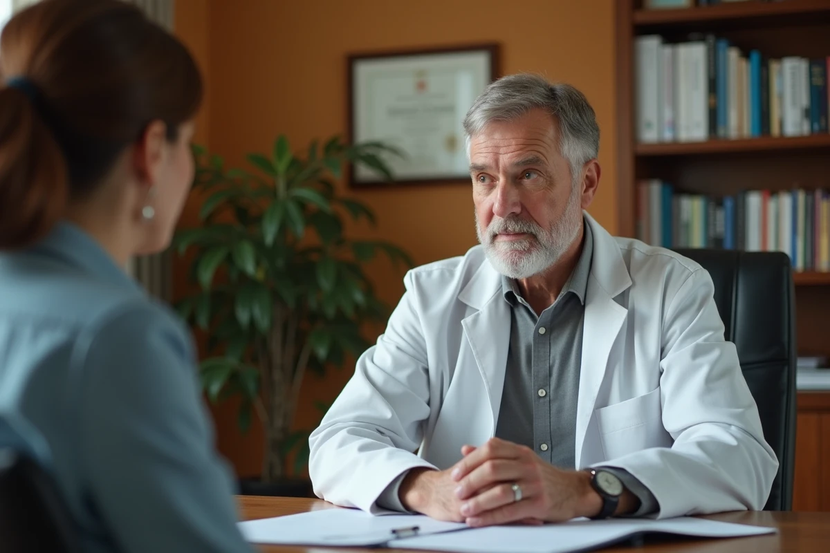Psychiatre en consultation réalisant une évaluation selon l'échelle de Hamilton