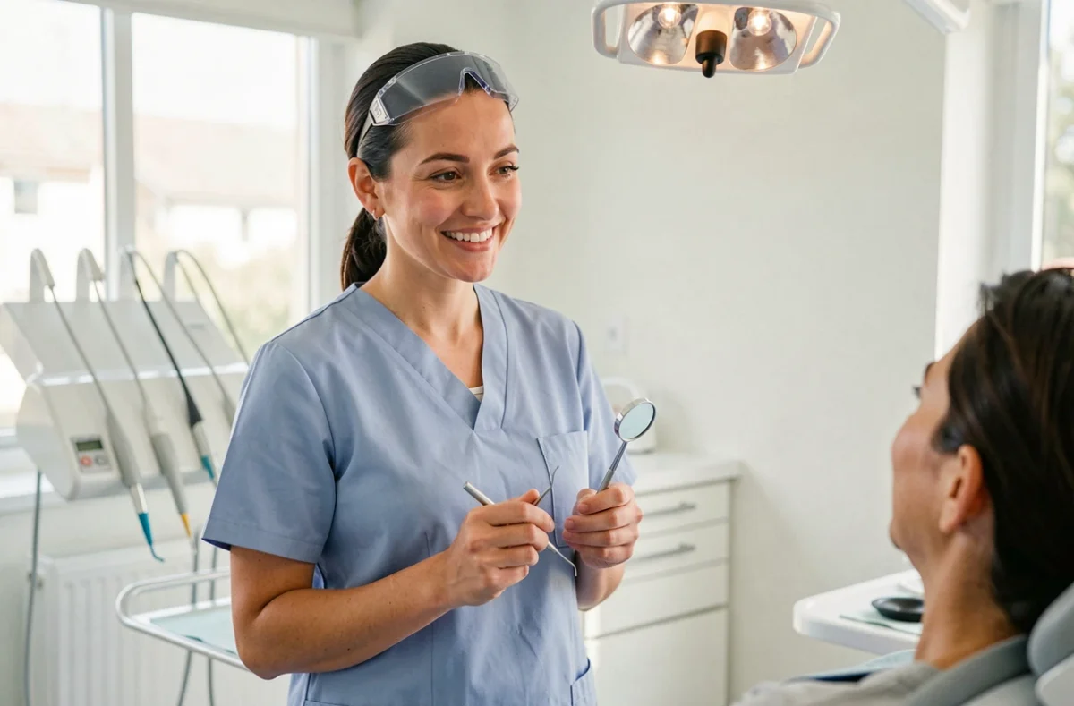 Dr Prêle Pieters, chirurgien-dentiste à Agen, en consultation avec un patient