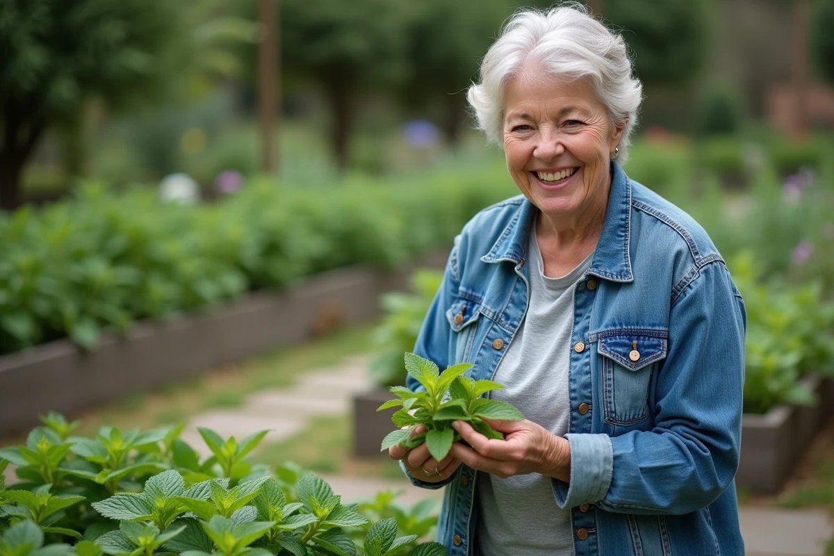 Femme dans un jardin d
