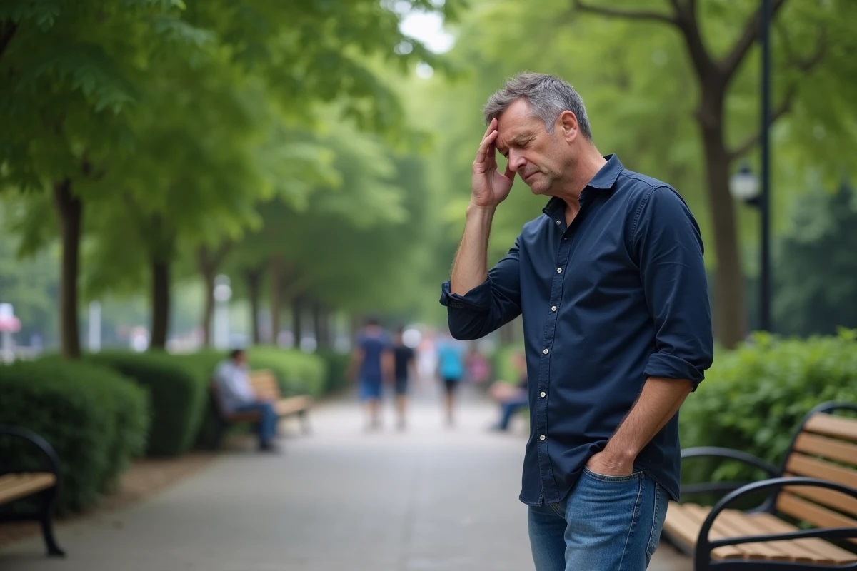 Homme en plein air dans un parc urbain calme