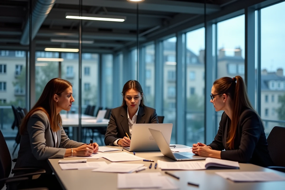 Journalistes réunis en salle de rédaction discutant de l'éthique entre droit à l'information et respect de la vie privée